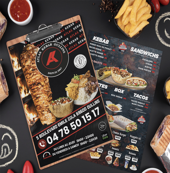 dépliant menu flyer lyon